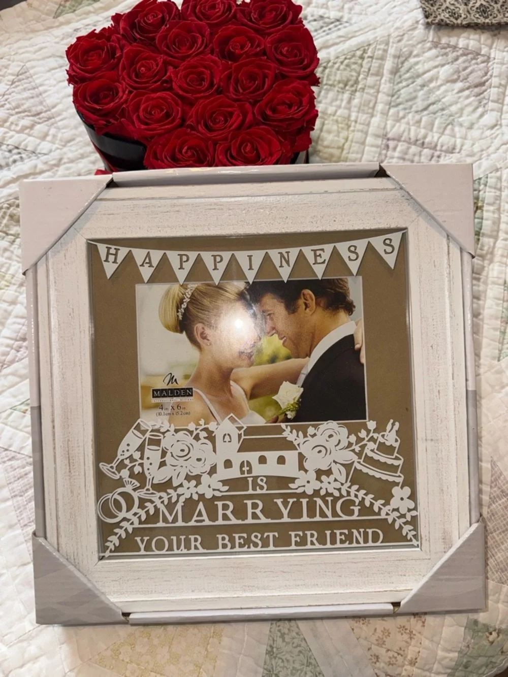 Malden Wedding Picture Frame 4x6 “Happiness is Marrying Your Best Friend”